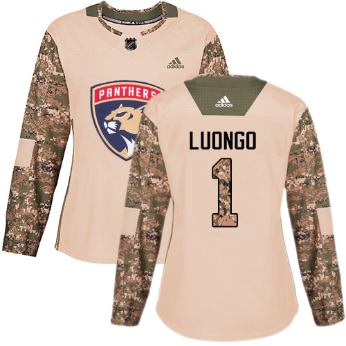Adidas Panthers #1 Roberto Luongo Camo Authentic Veterans Day Women's Stitched NHL Jersey - Click Image to Close